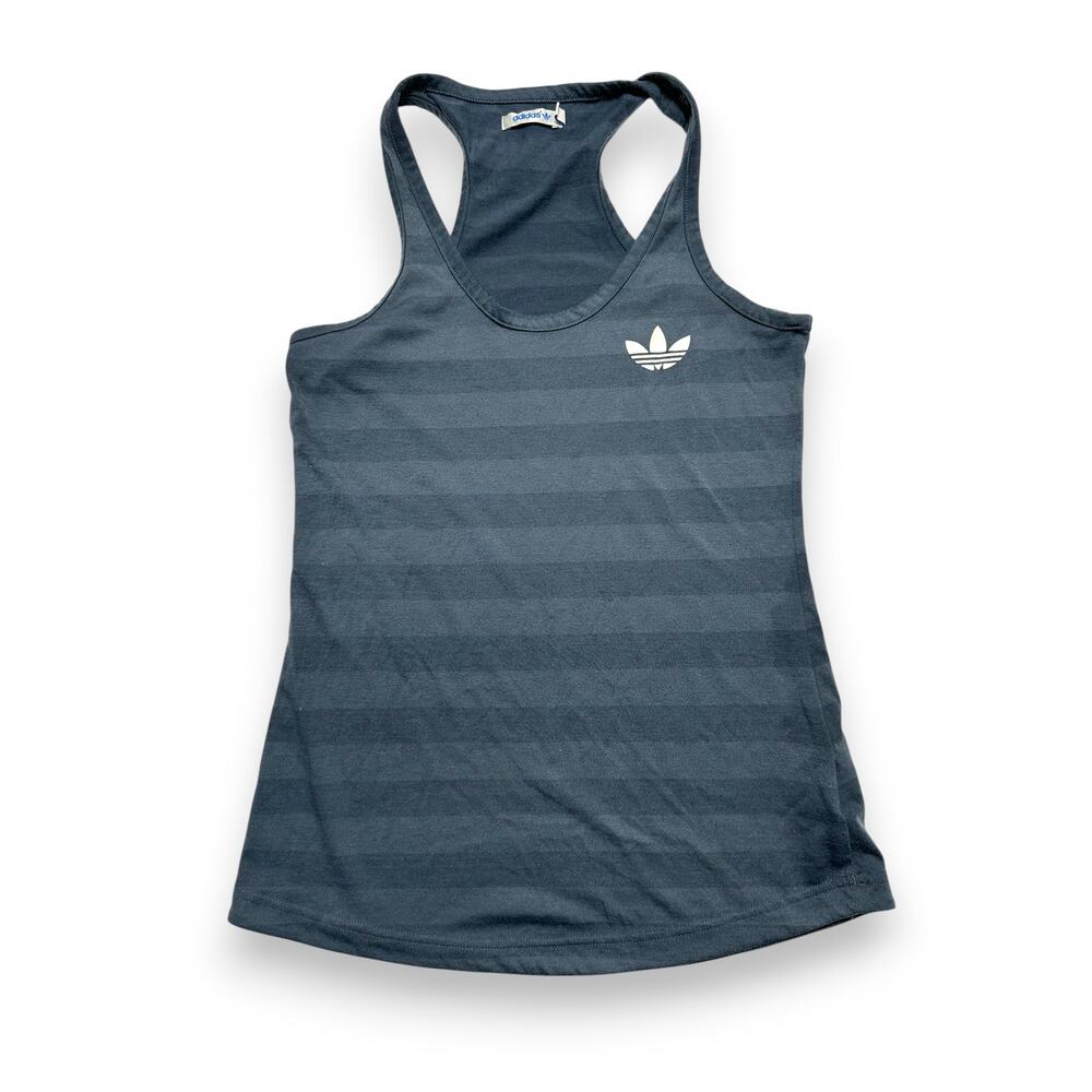Adidas Dark Gray Striped Racerback Tank Top Size Small